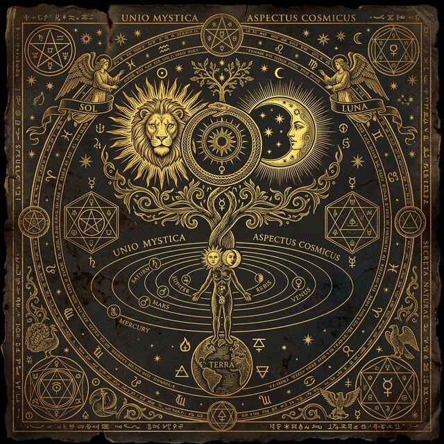 Hermetic macrocosm microcosm diagram illustrating cosmic correspondence