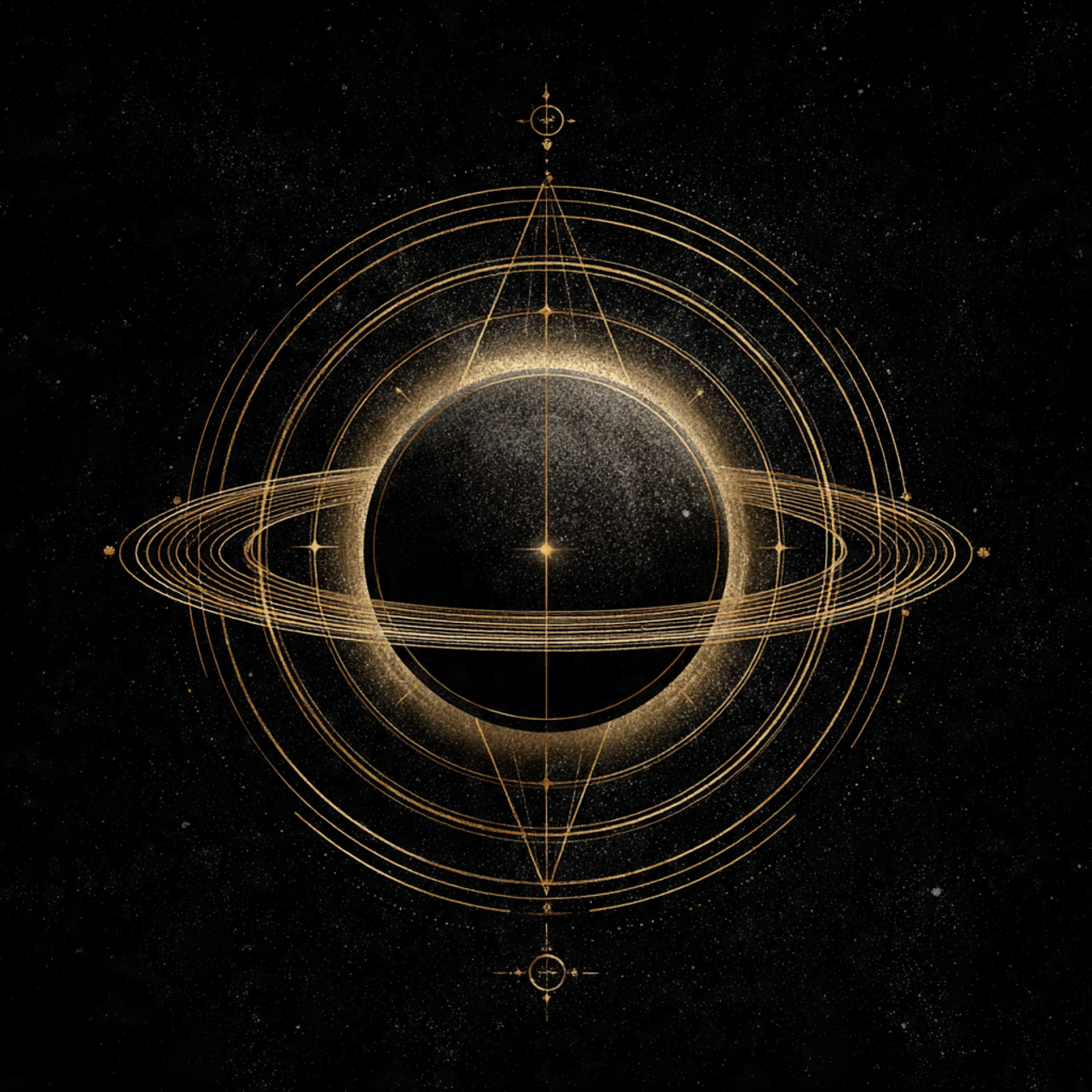 The planetary symbol of Saturn showing the cross of matter above the crescent of soul
